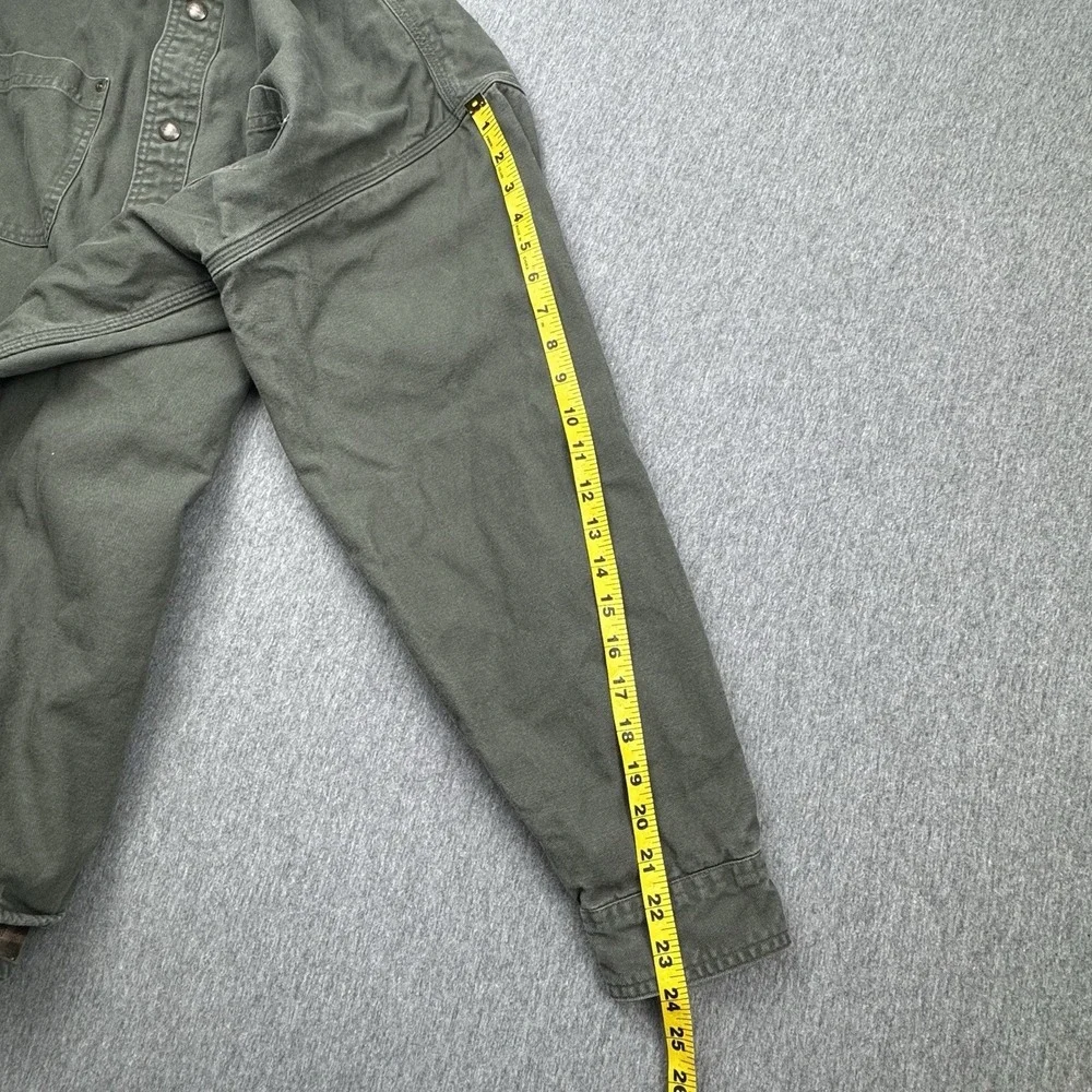 Carhartt S296 MOS Canvas Shirt Jacket Men's Large Moss Green Flannel Lined